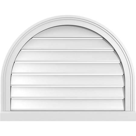 Ekena Millwork Round Top Surface Mount PVC Gable Vent: Functional, w/ 2"W x 2"P Brickmould Sill Frame, 28"W x 22"H GVPRT28X2203SF